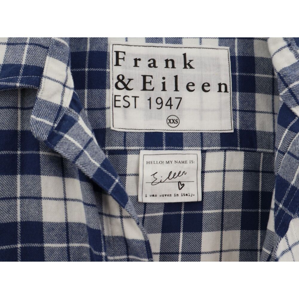 Frank & Eileen Shirt Eileen XXS Blue White Plaid Button Long Sleeve Top NEW - Picture 8 of 8